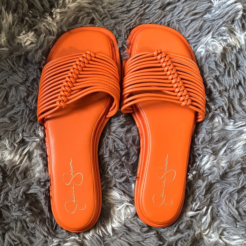 Jessica Simpson Vibrant Orange Slide Sandals - Excellent condition